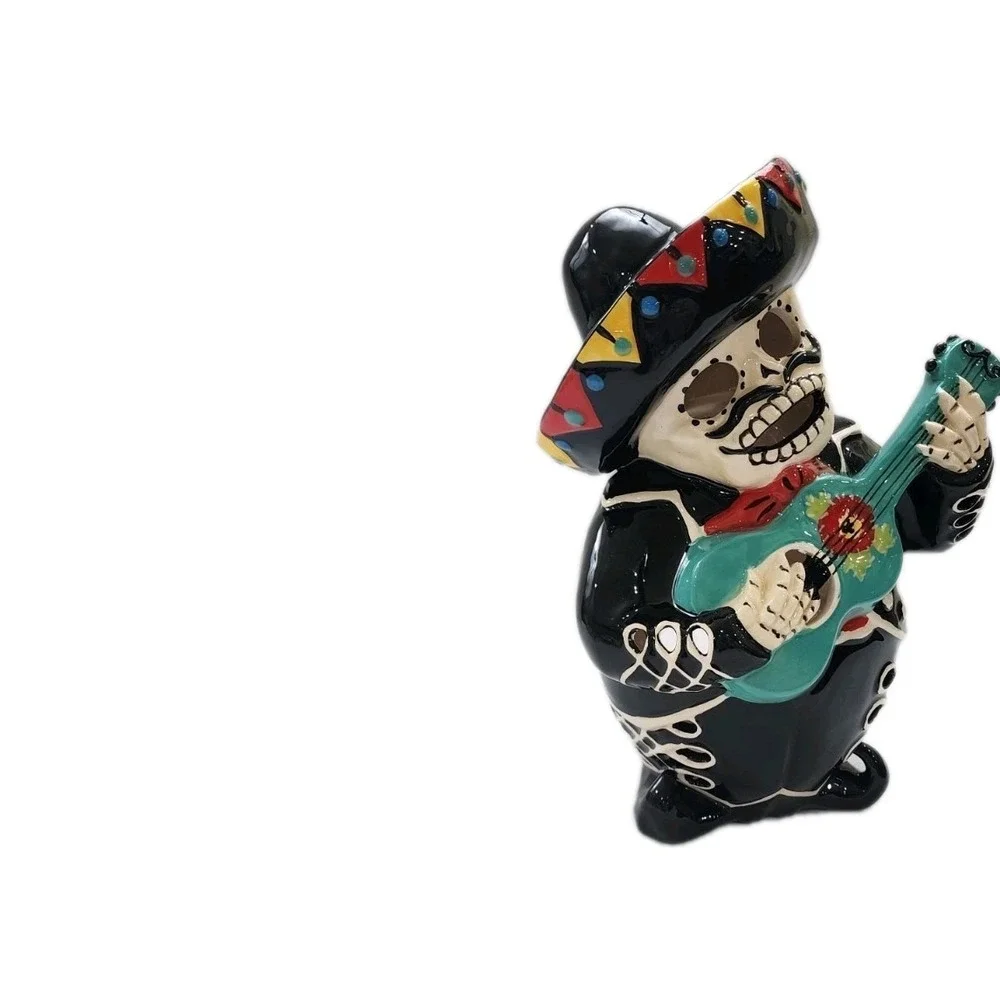 Brand New BLUE SKY CLAYWORKS HALLOWEEN DAY OF THE DEAD MARIACHI GUITAR PLAYER